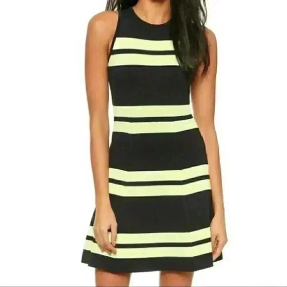 NEW A.L.C. Pippa Striped Double Knit Fit & Flare Dress Cocktail Party Sleeveless - Picture 7 of 7